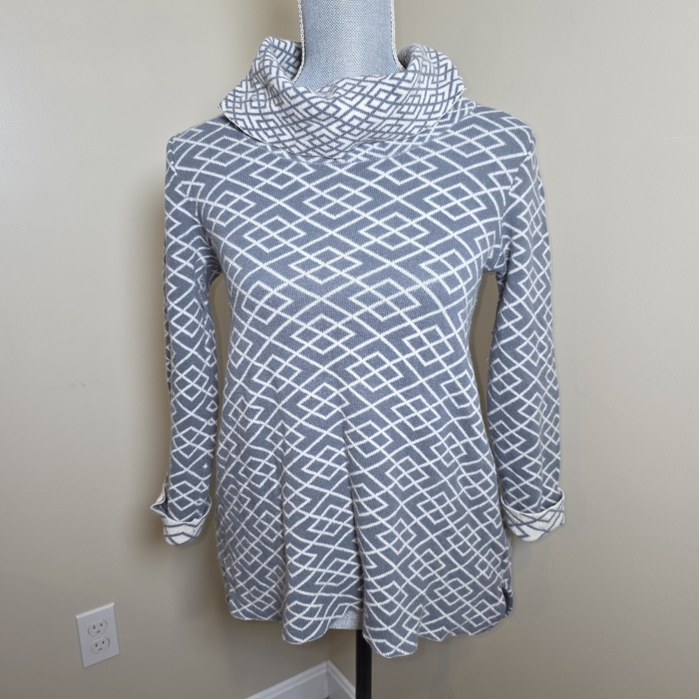 Anthropologie Moth Galena‎ Cowl Neck Grey Geometric Sweater Alpaca Size Small